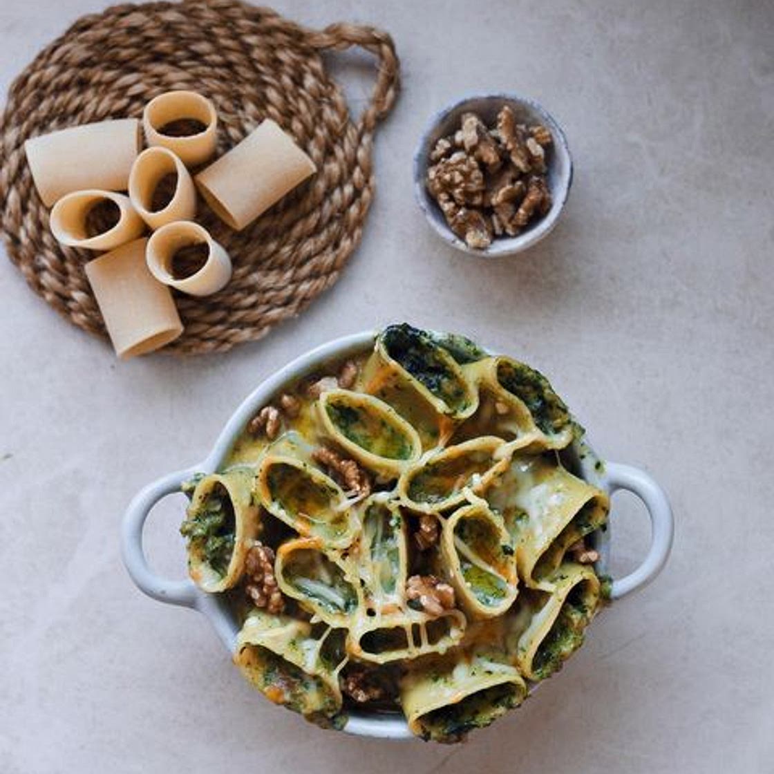 🌿Pasta rellena de Crema de Espinacas y nueces🌿