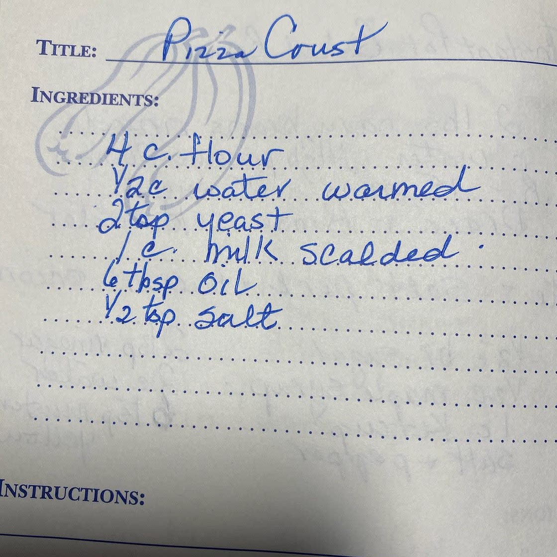 Donna's pizza dough