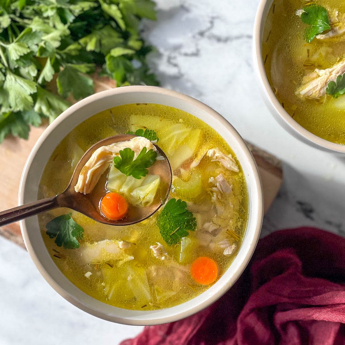 Chicken and Cabbage Soup with Ginger