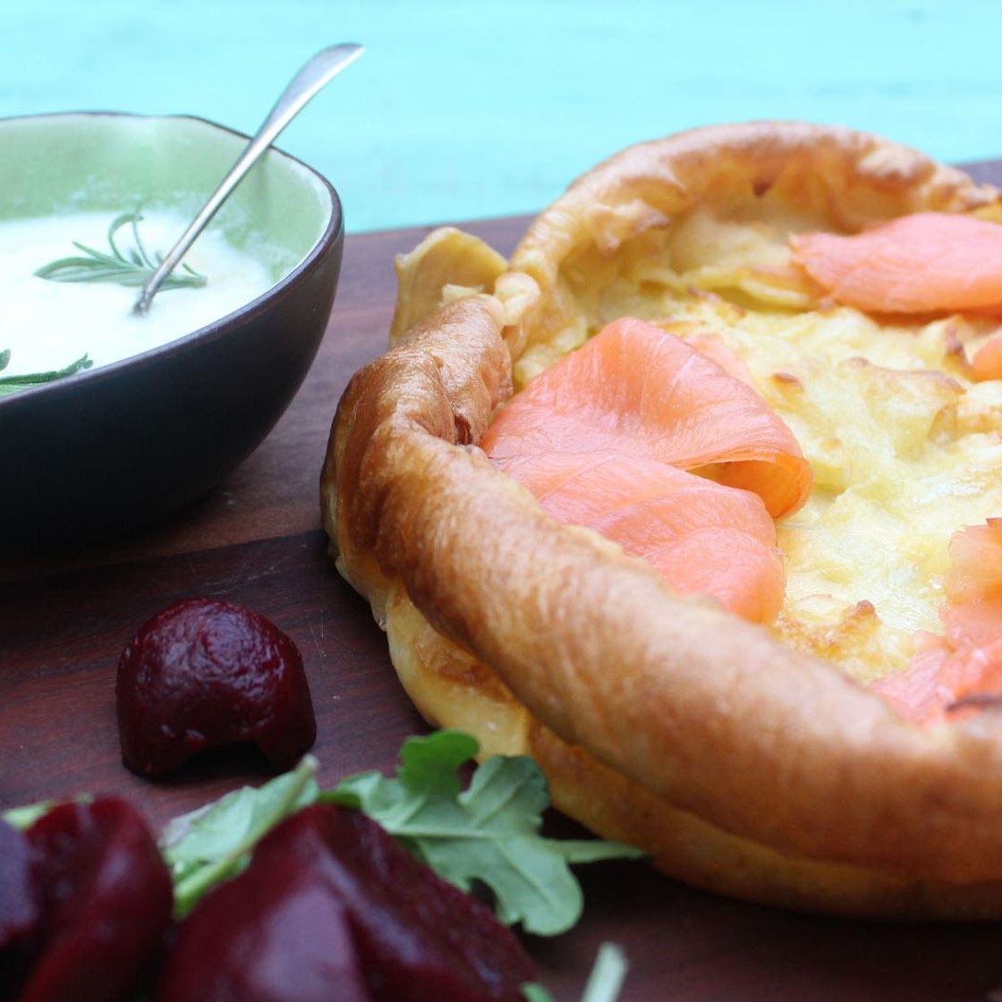Yorkshire pudding met zalm