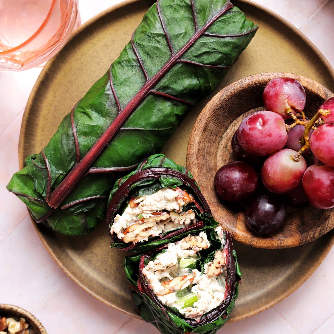 Paleo & Whole30 Red Chard Wraps with Chicken Salad