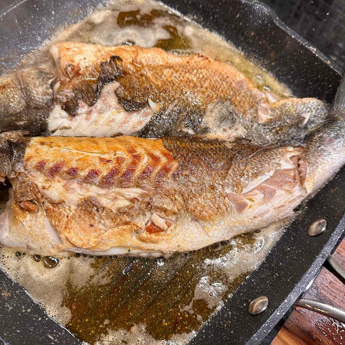 White fish fried in butter 