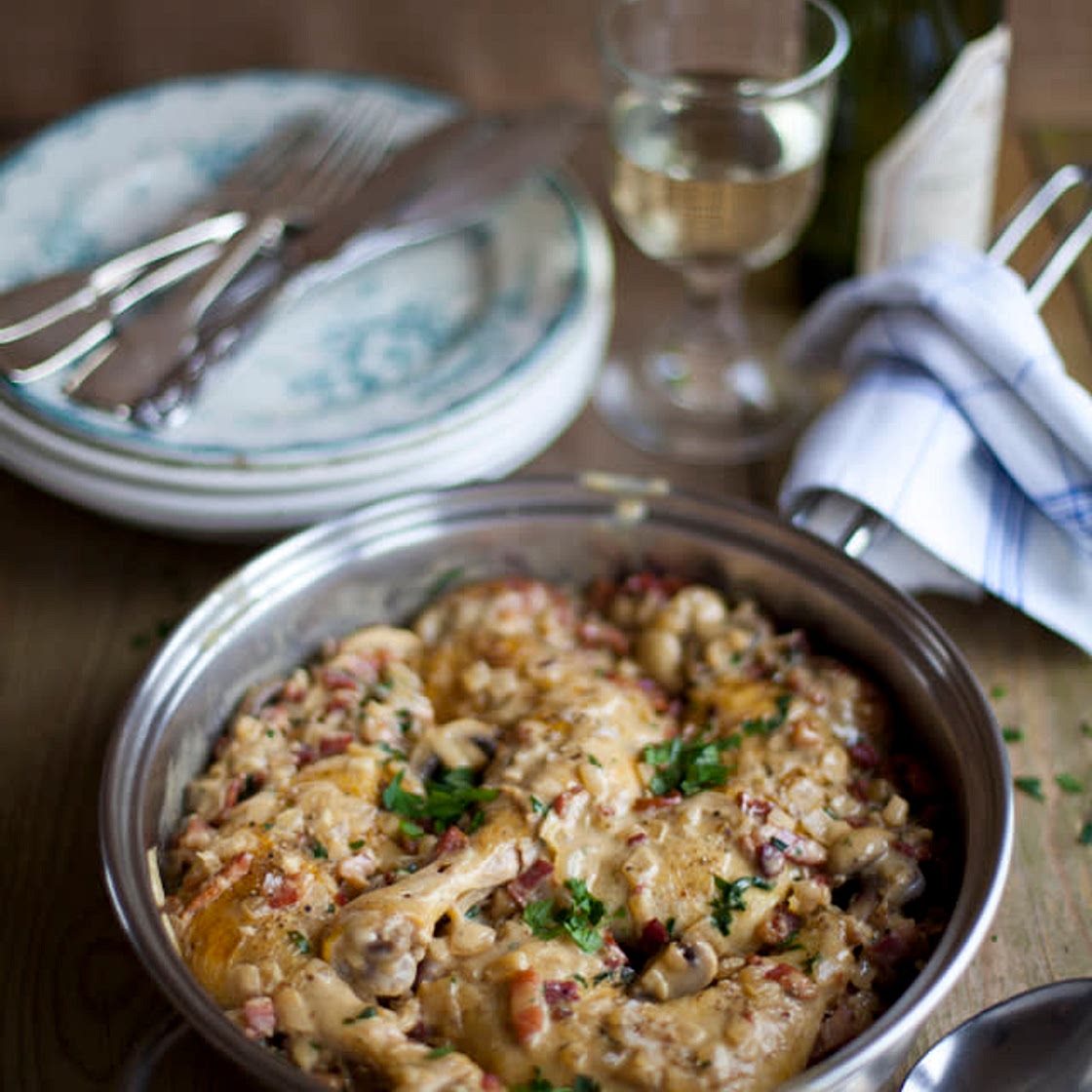Mom’s Coq Au Vin Blanc!
