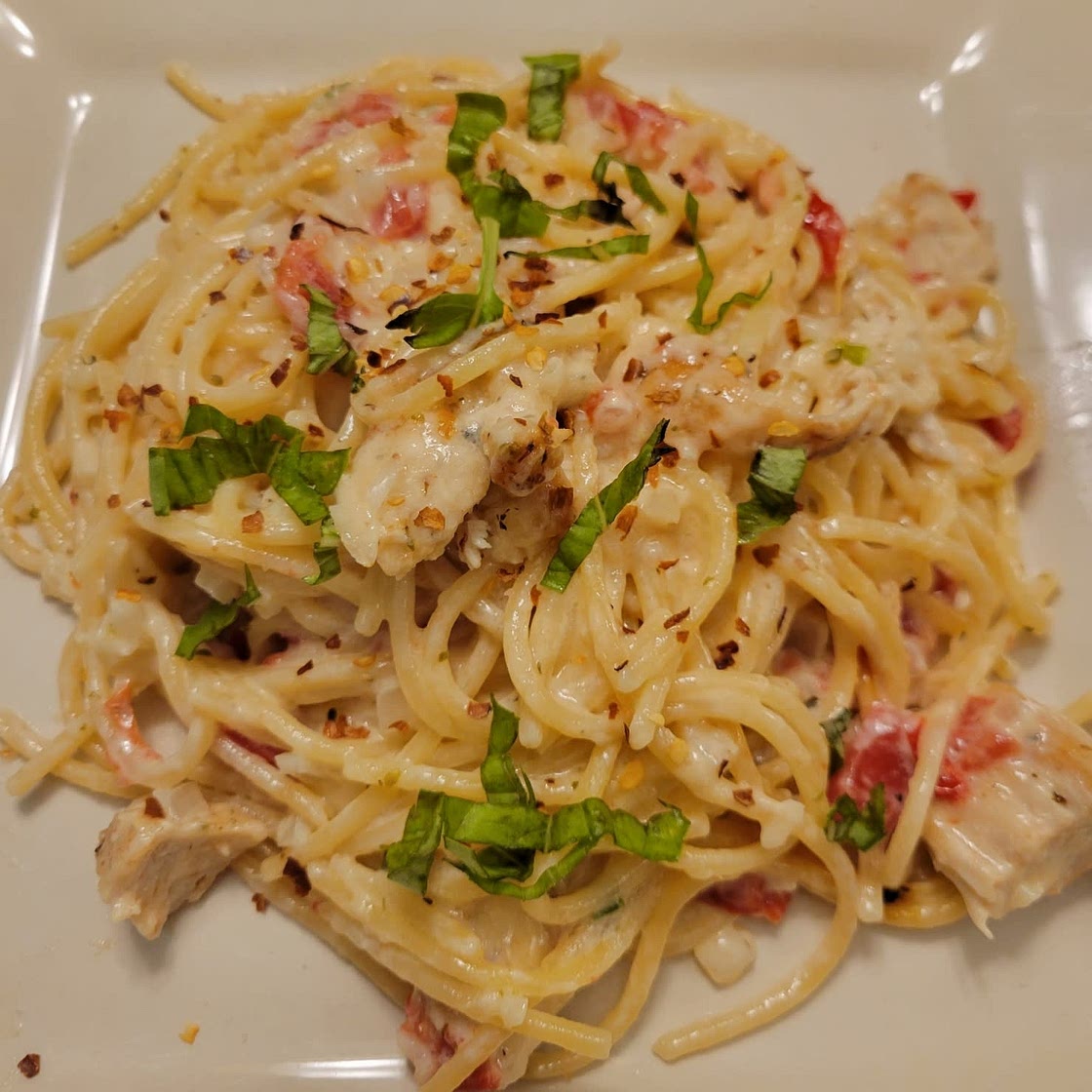 Italian Chicken Pasta in Creamy White Wine Parmesan Cheese Sauce