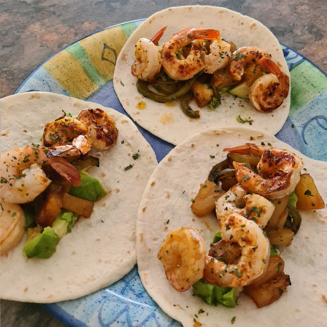Smoky Glazed Pepper and Prawn Tacos with Caramelised Pineapple