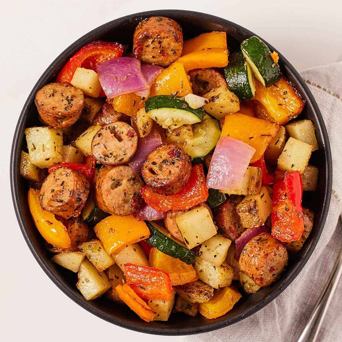 Air Fryer Sausage and Vegetables