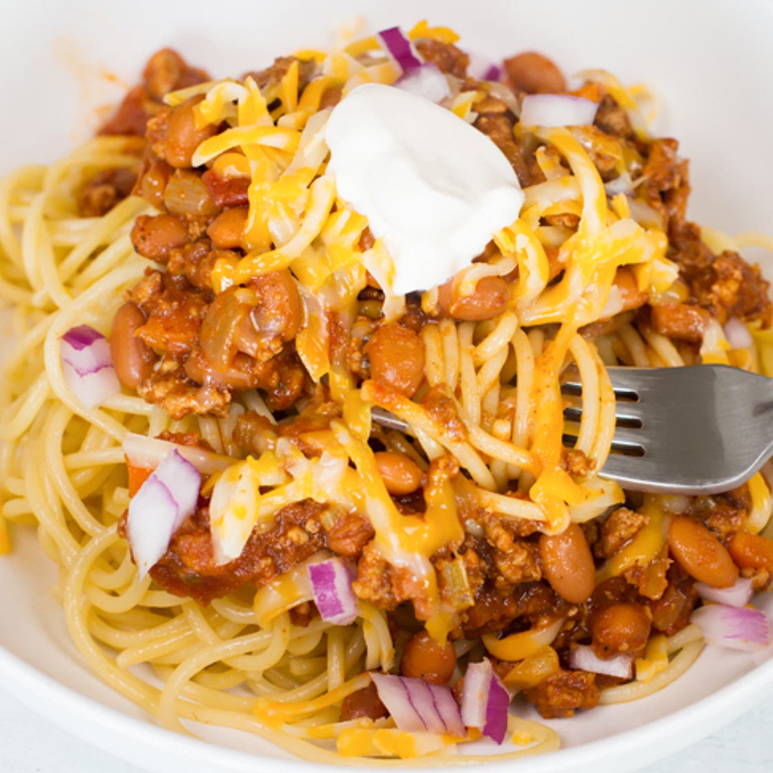 Turkey Chili Spaghetti