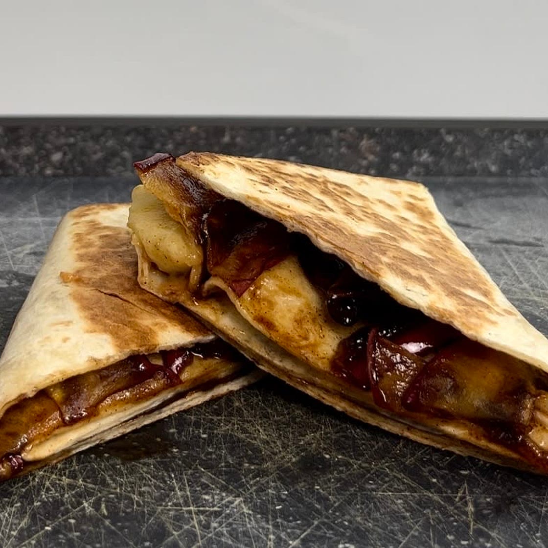 Peanut butter fried apple wrap