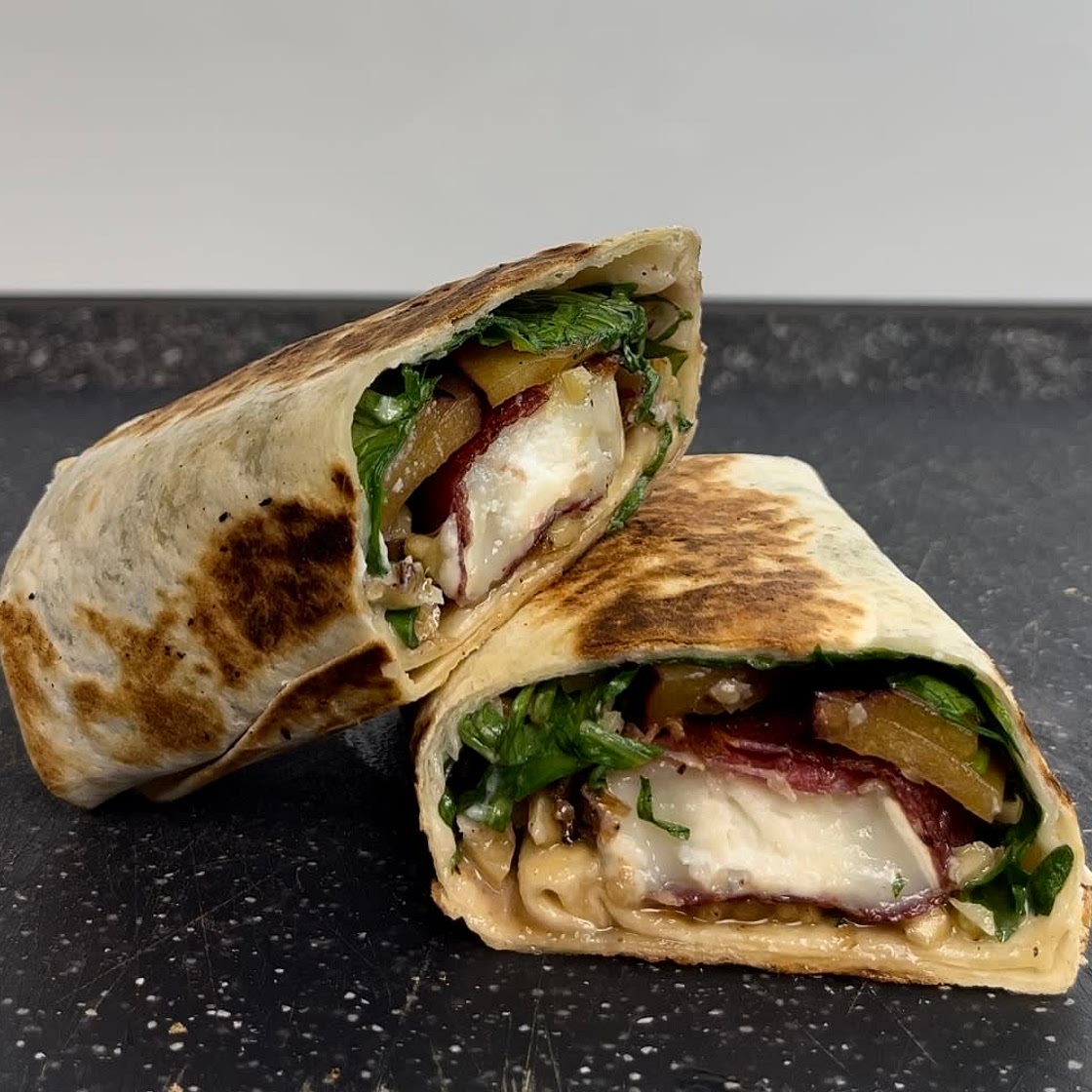 Sweet and salty goat cheese wrap