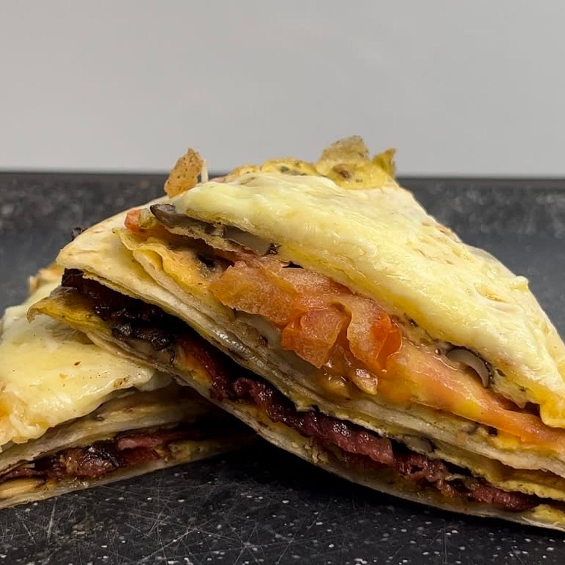 Bacon mushroom egg wrap