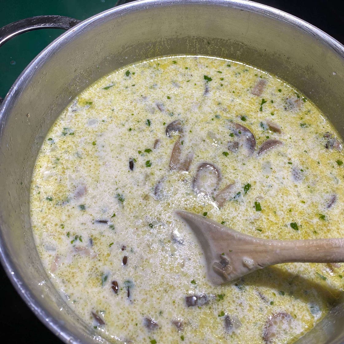 Creamy Pheasant Wild Rice and Mushroom Soup