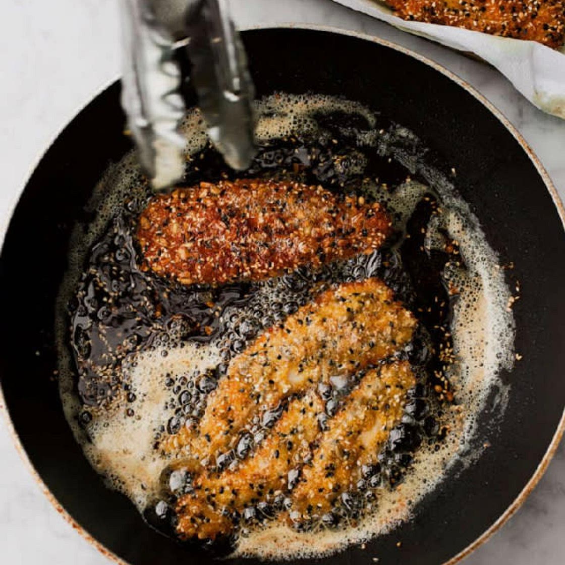 Seeded chicken schnitzel
