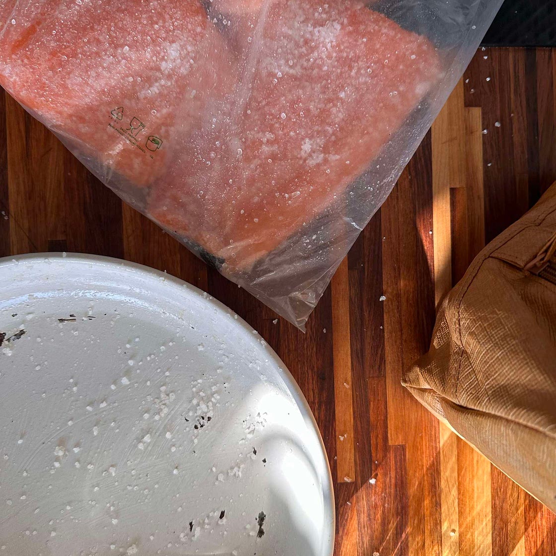 Salmon cured in salt 