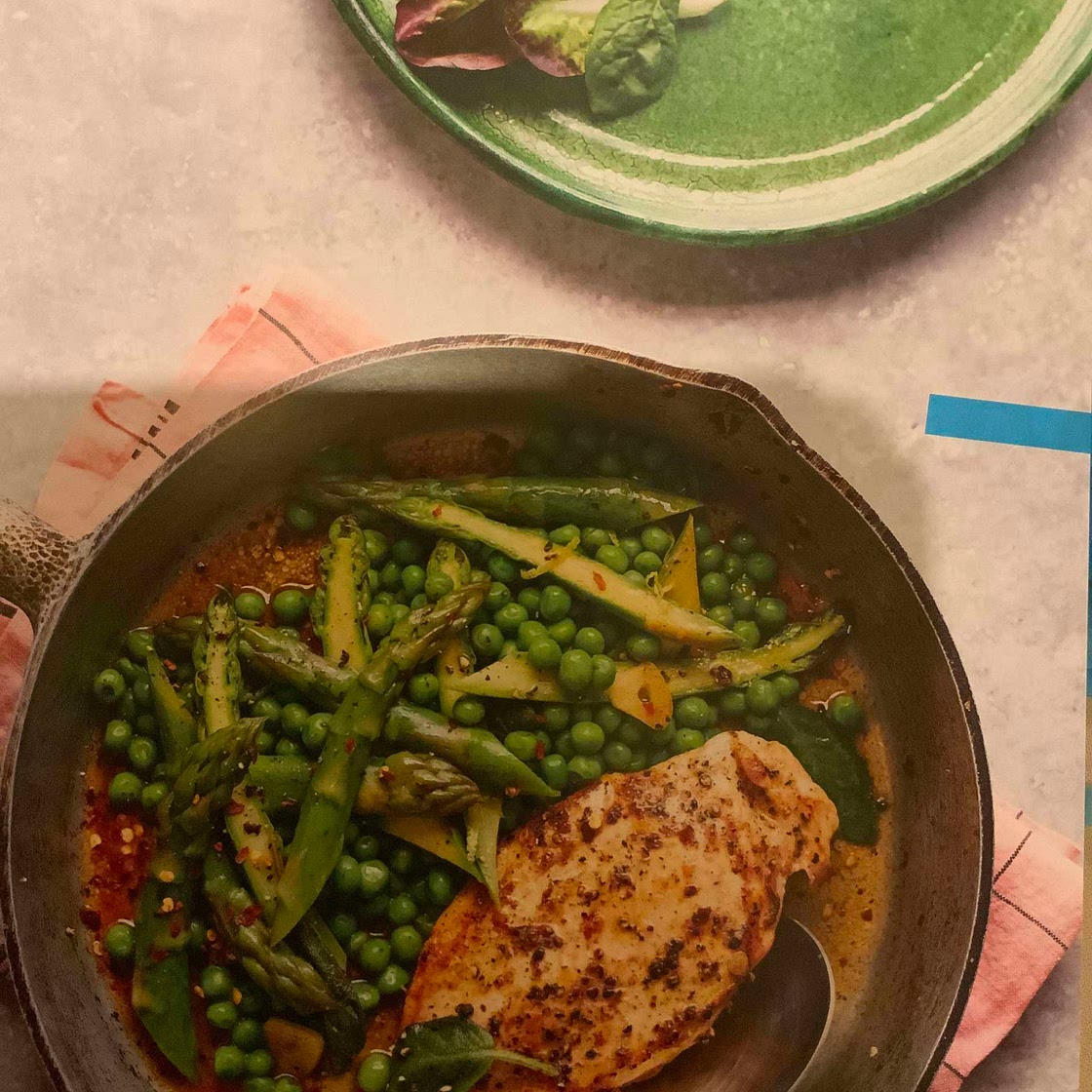 Sage butter chicken with lemony spring greens (pg 50)