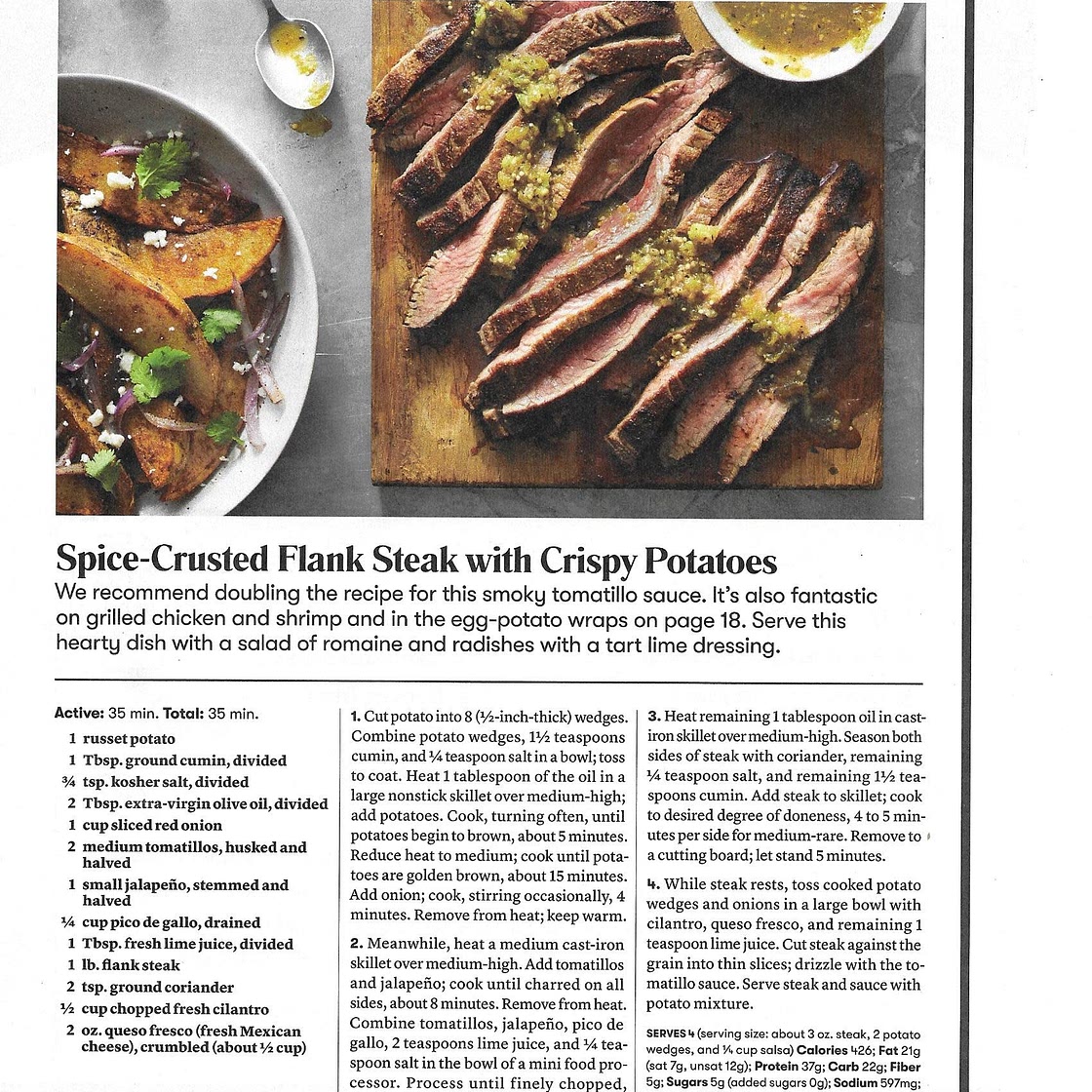 Spice Crusted Flank Steak with Crispy Potatoes