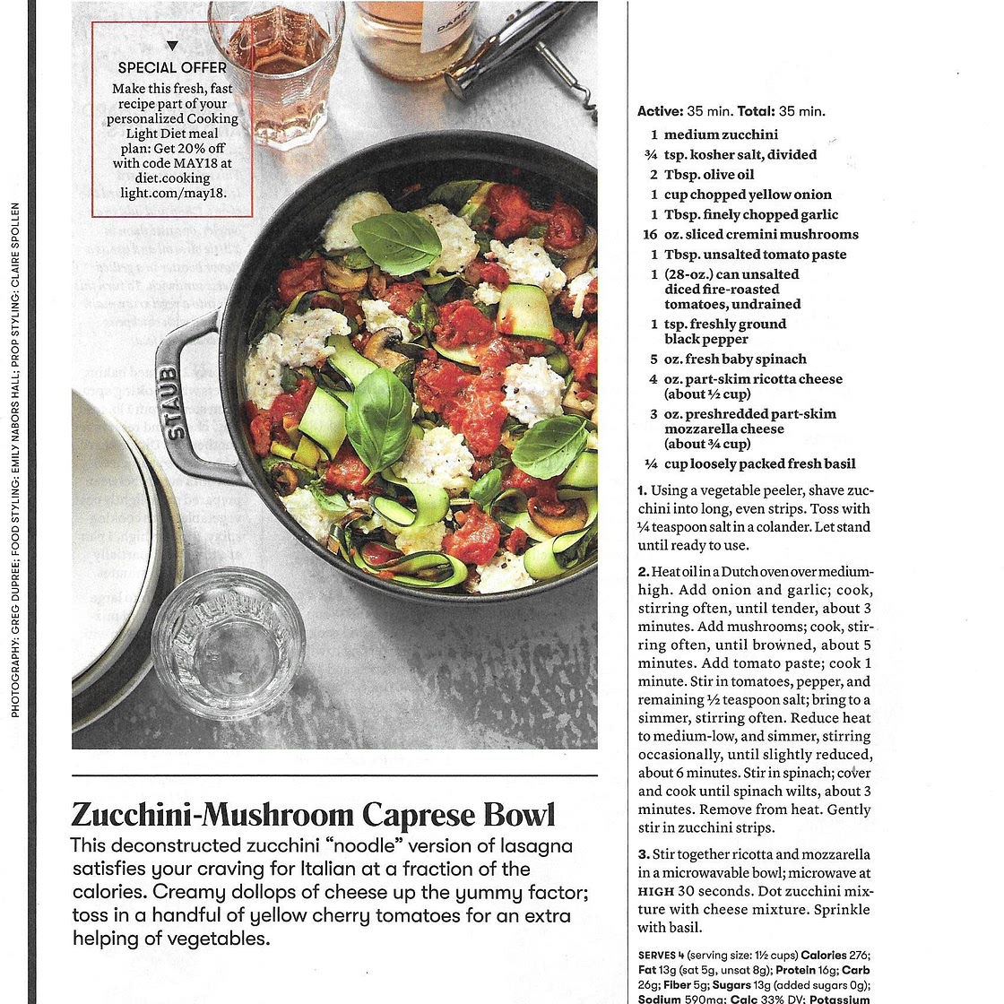 Zucchini Mushroom Caprese Bowl