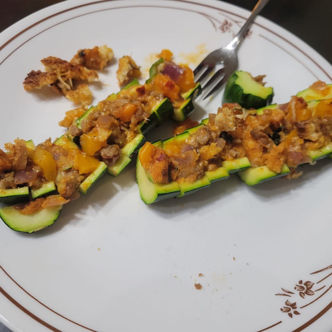 Stuffed Zucchini with Sausage and Parmesan
