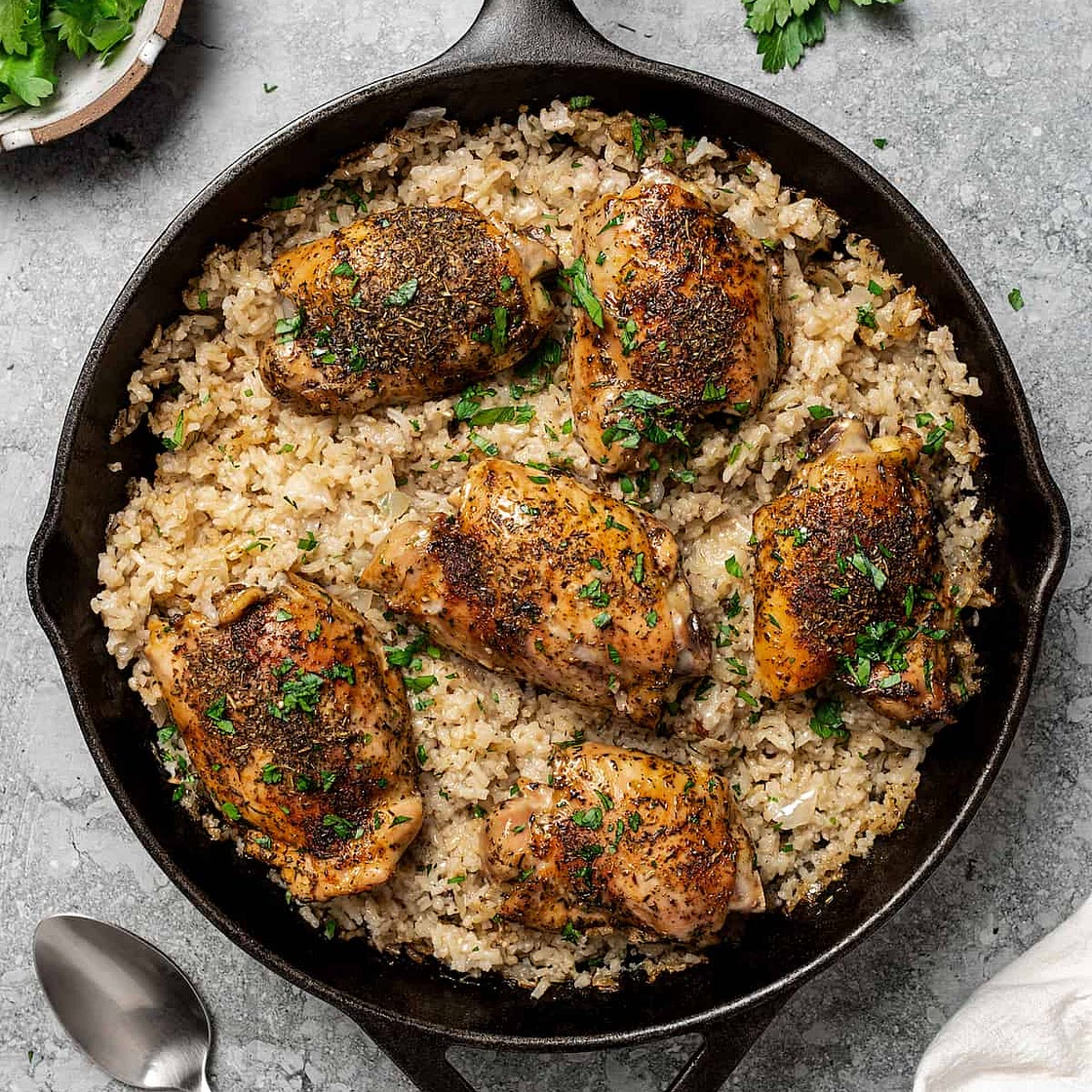Garlic Butter Chicken Thighs and Rice Recipe