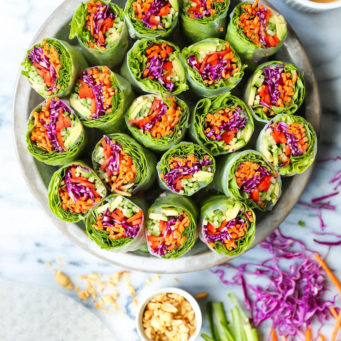 Vegetable Spring Rolls with Peanut Sauce