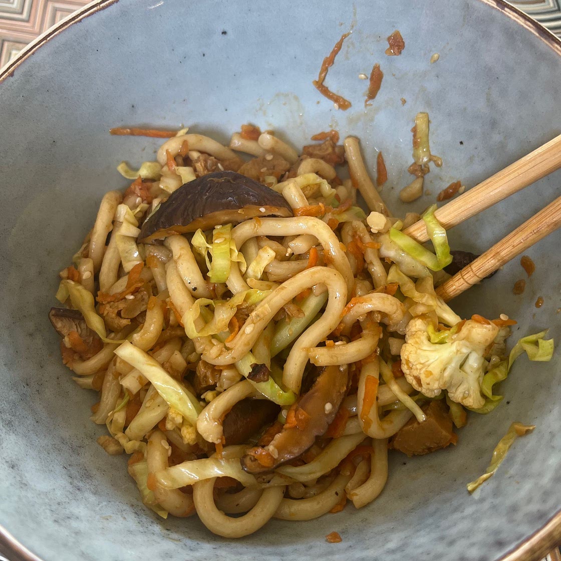 Spicy Udon Noodle Stir Fry With Shiitake Mushrooms