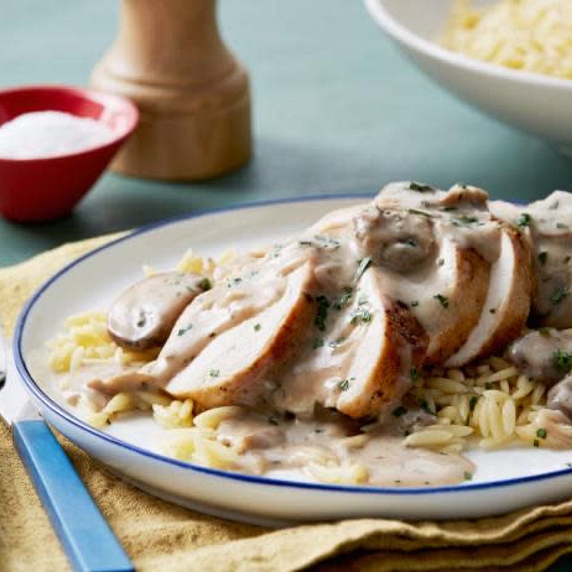 Chicken w/ Mushroom-Balsamic Cream Sauce