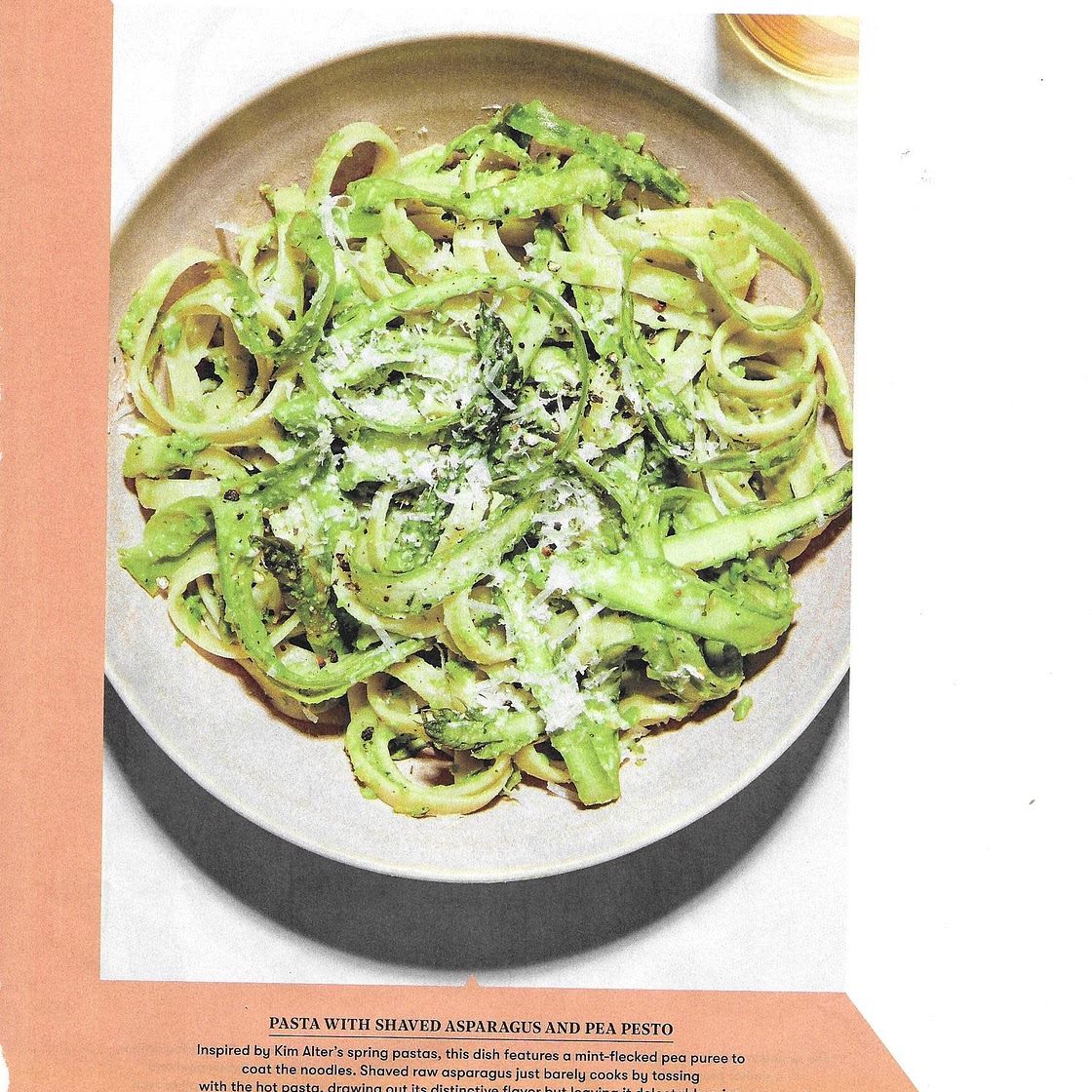Pasta with Shaved Asparagus and Pea Pesto