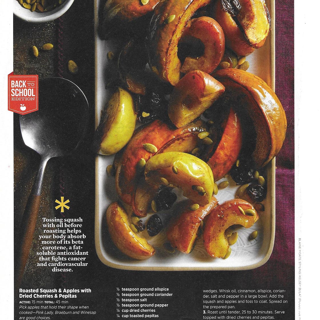 Roasted Squash & Apples w Dried Cherries & Pepitas