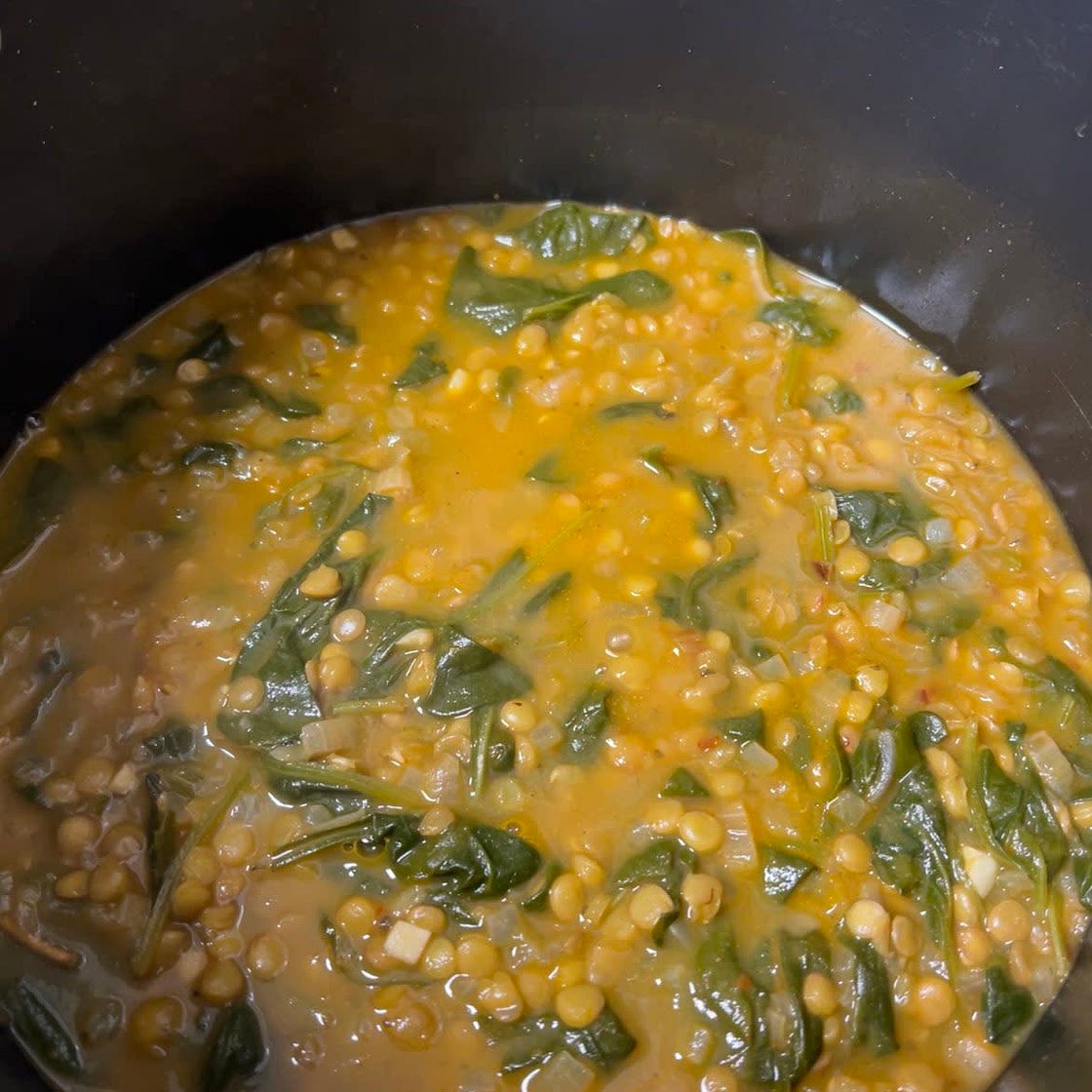 Spicy Lentil & Spinach Soup