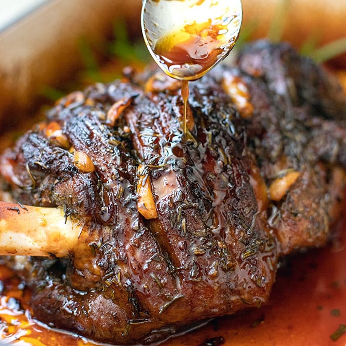 Slow-Cooked Lamb Shoulder With Rosemary, Garlic & Honey