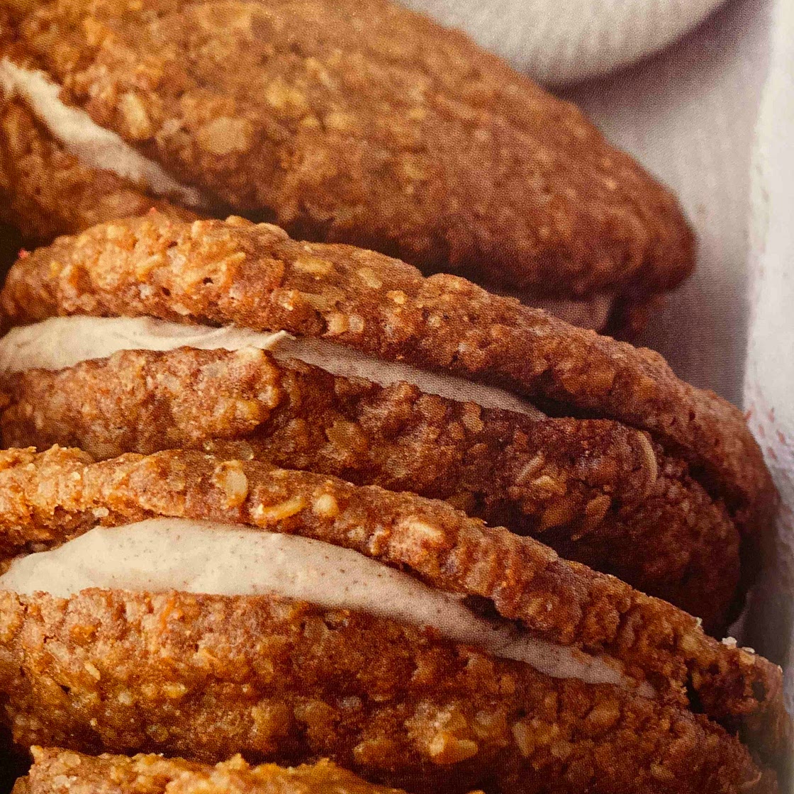 Oatmeal Sandwich Cookies With Spiced Marshmallow Filling