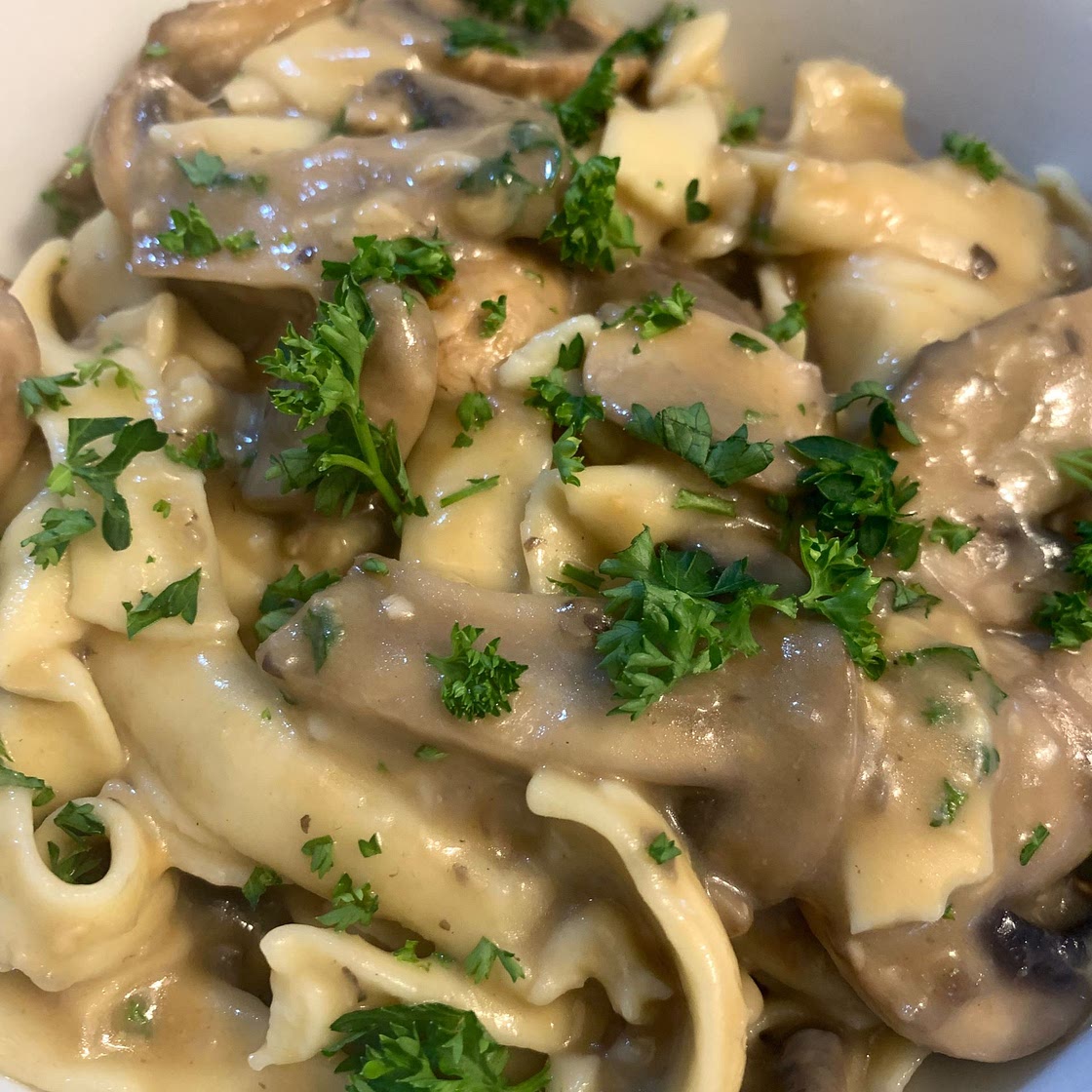 Pasta with Mushroom Herb Cream Sauce