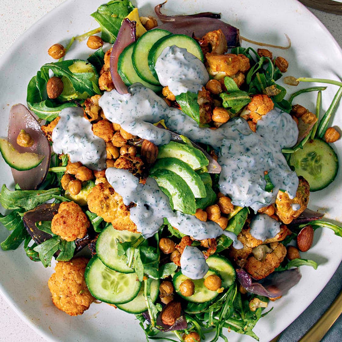 ROASTED CAULIFLOWER SALAD W/ HEALTHY RANCH DRESSING