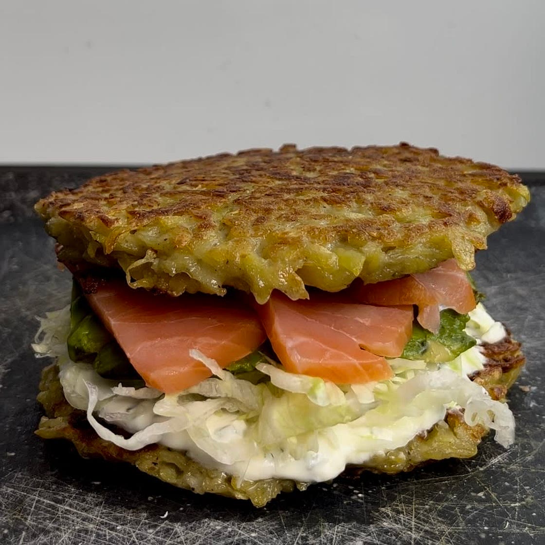 Potato salmon burger