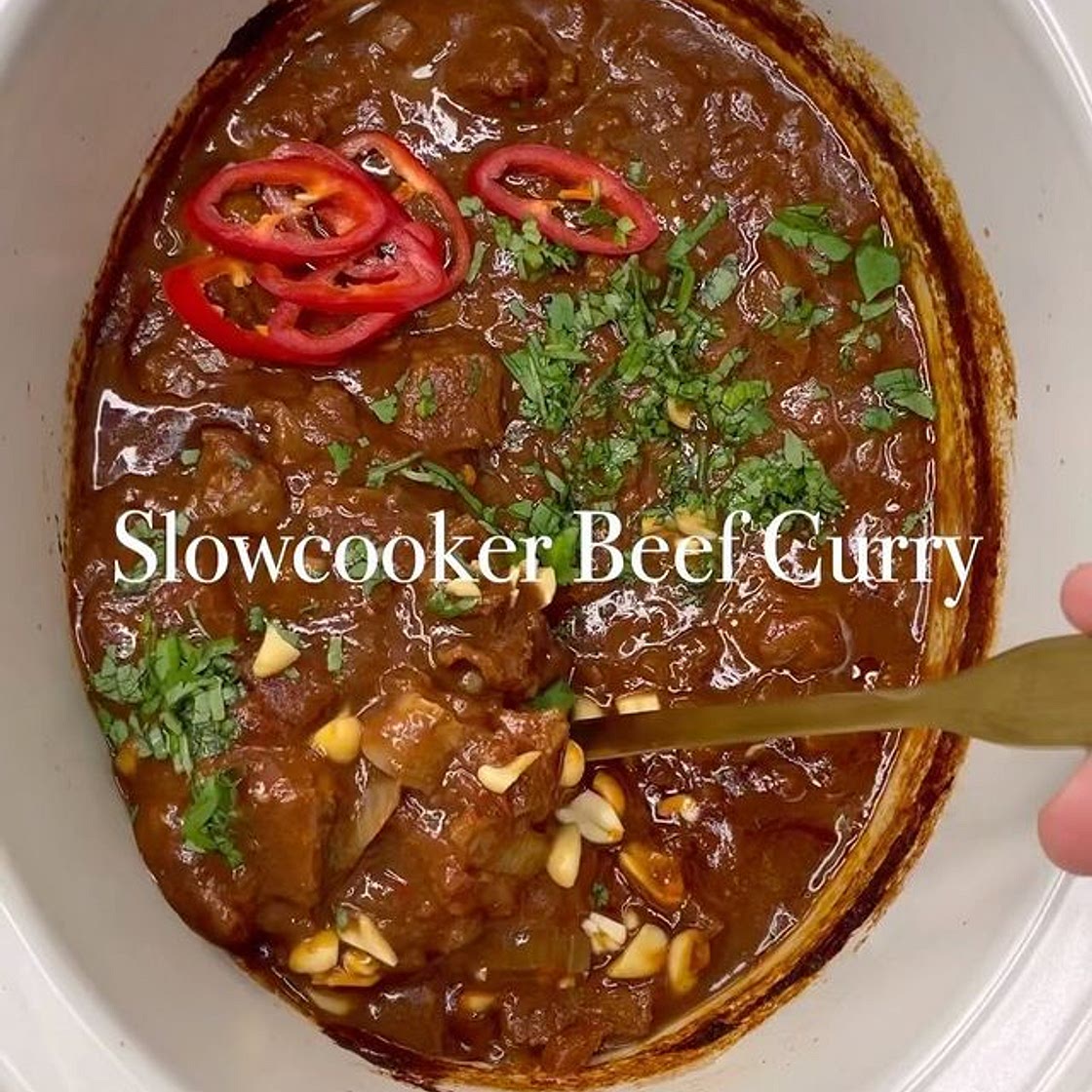 Slowcooker Beef Curry (Low cal) 🍛🥩 (516 cals a serving including 200g rice)