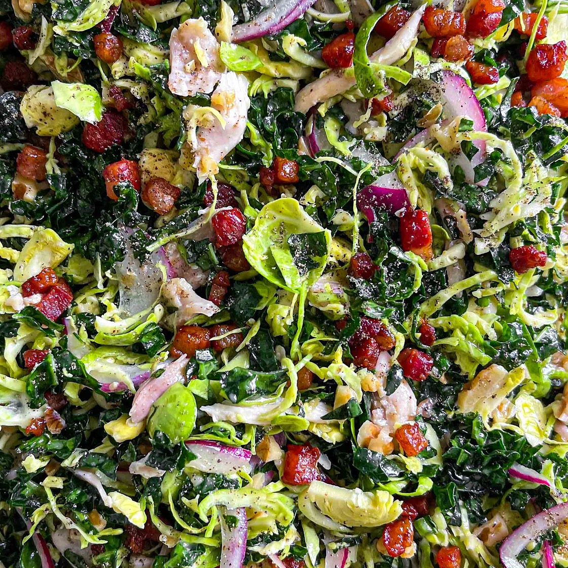 Bacony Sprout and Kale Salad
