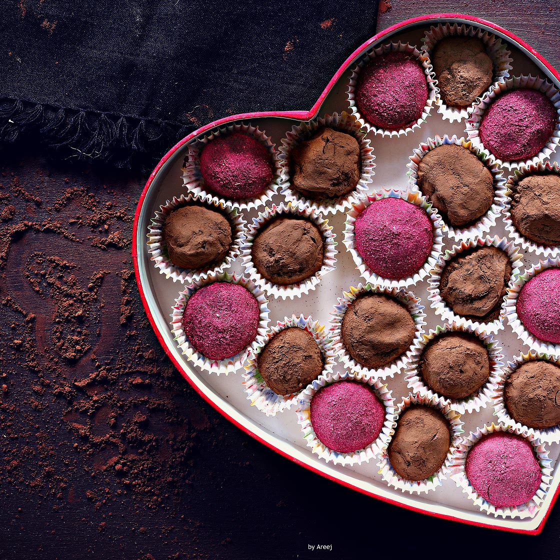 coffee and hibiscus chocolate truffles