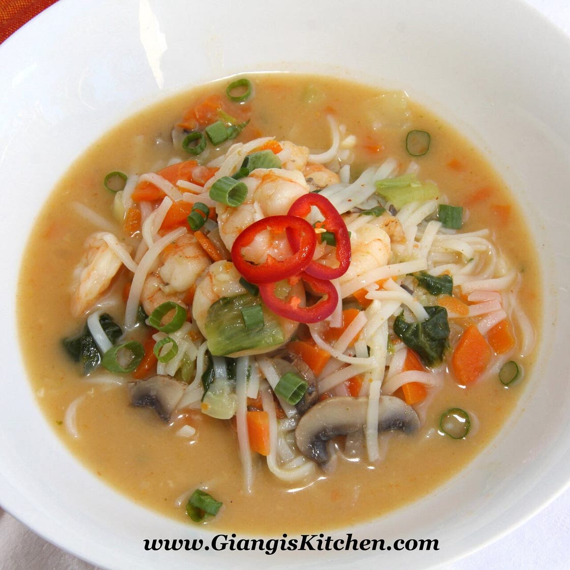 Pad Thai Soup with Shrimps and Vegetables