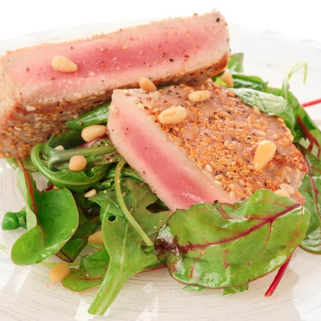 Ahi Tuna Steaks Over Kale