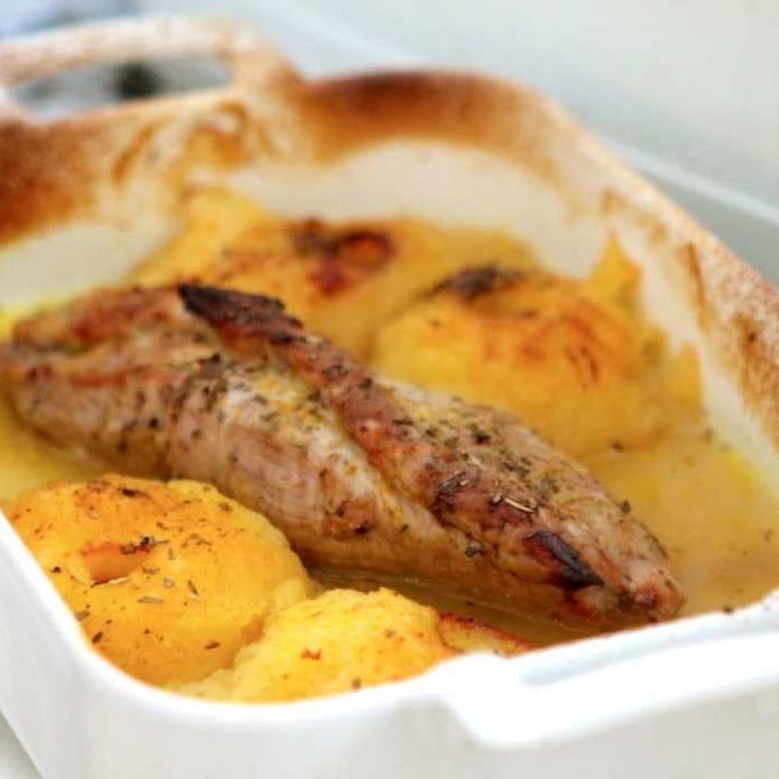 Filet mignon aux pommes, miel et curry