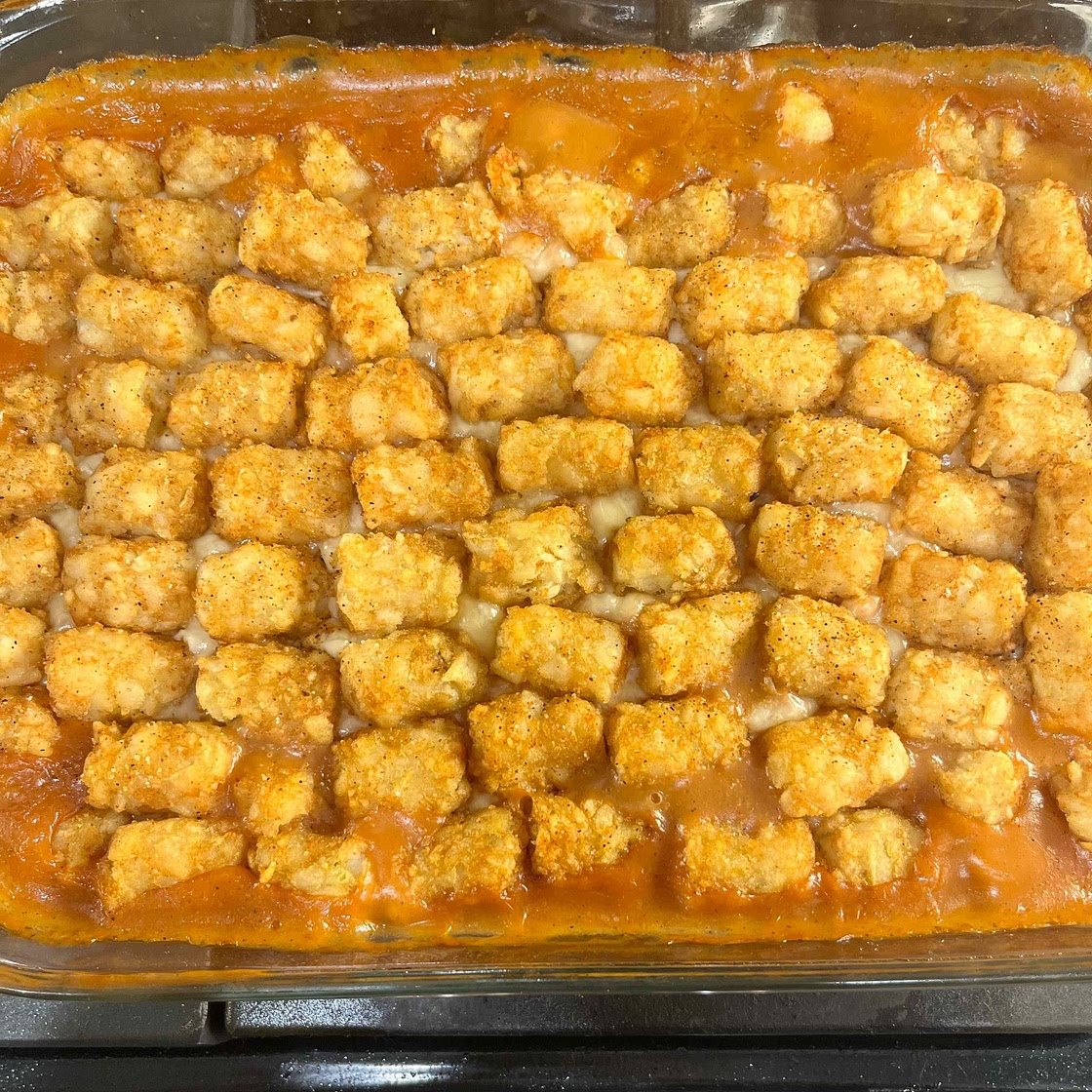 Kickin’ Creole Tater Tot Casserole