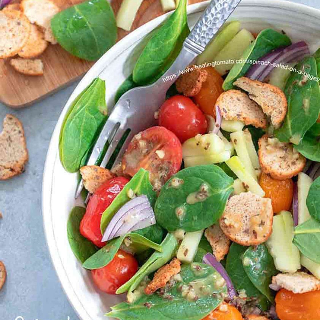 Spinach Salad With Bagel Chips