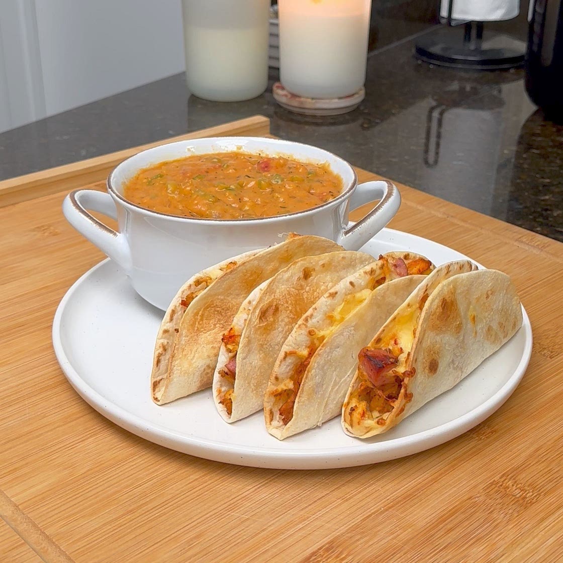 Air Fryer Crawfish & Shrimp Etouffee Tacos