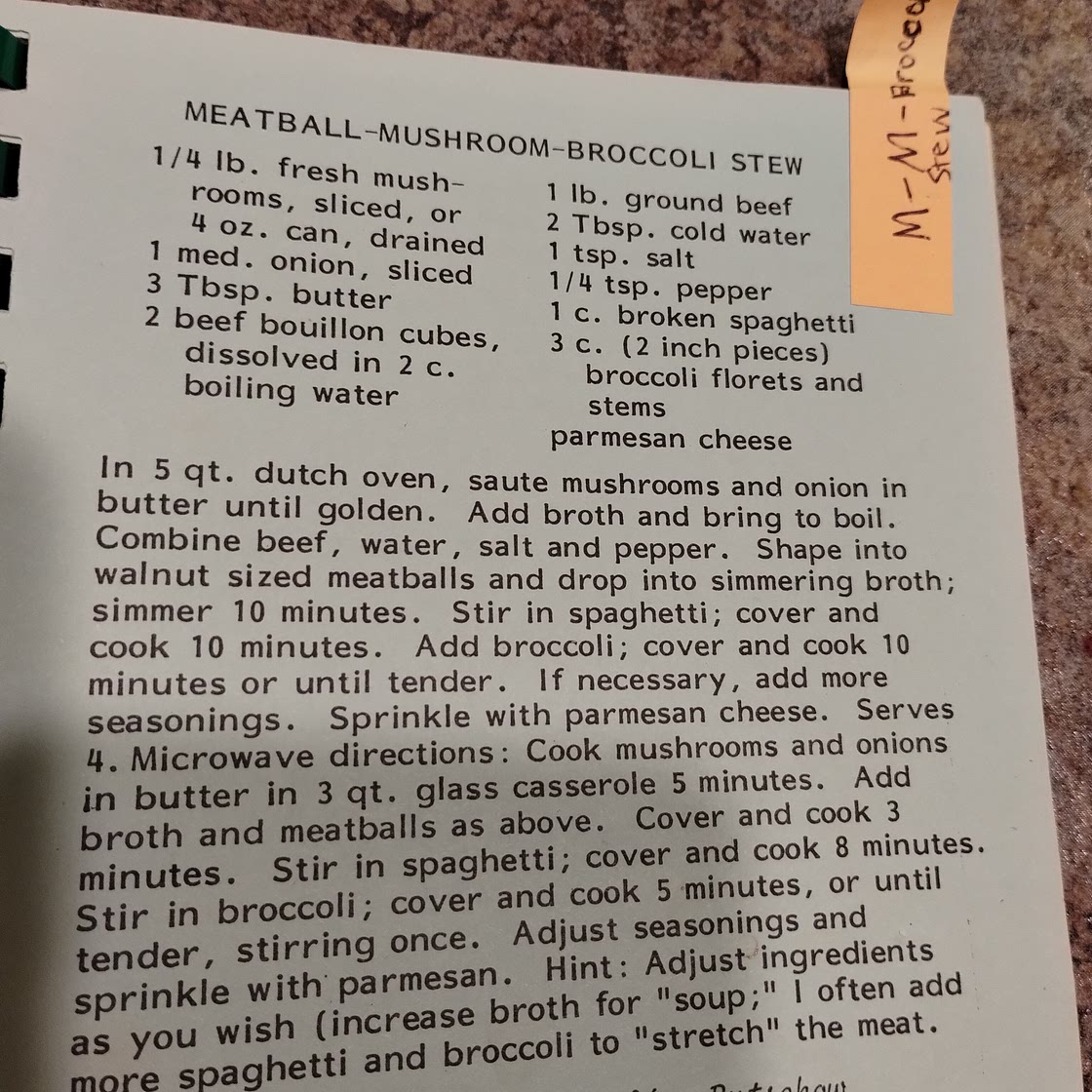 Meatball Mushroom Broccoli Stew