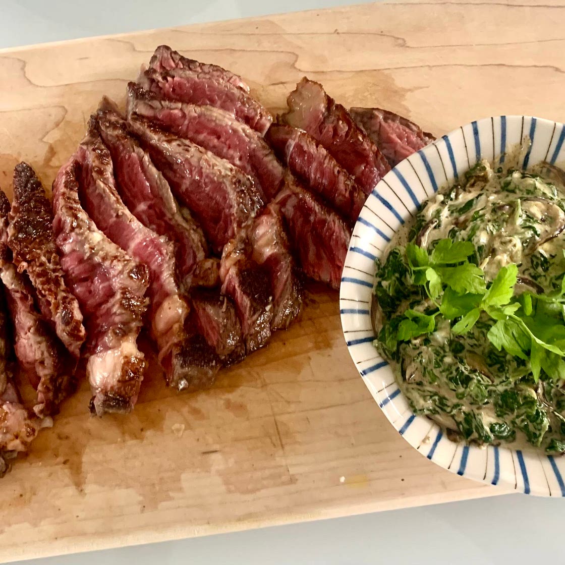 Steak with Cream Spinach