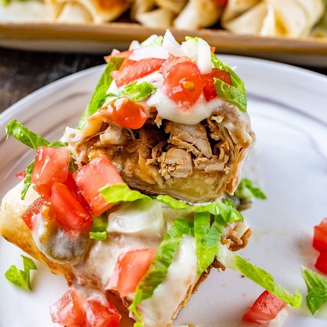 Chicken Chimichangas with Sour Cream Sauce