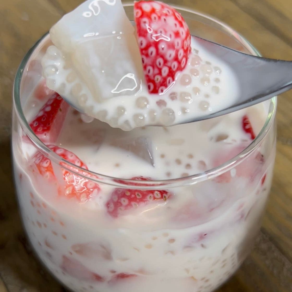 Strawberry Sago with Coconut jellies 
