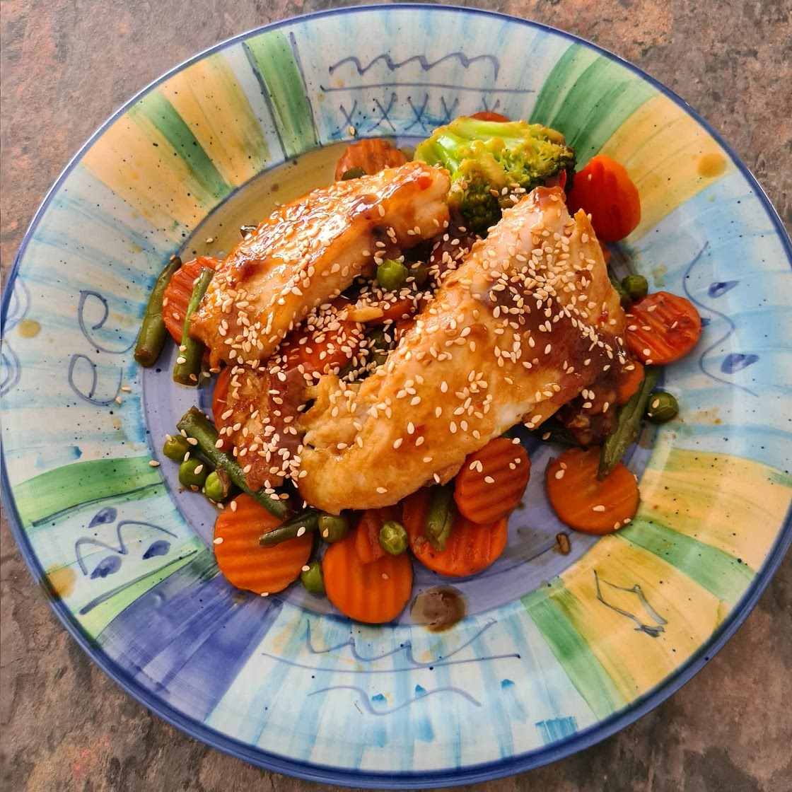 Crispy Cod with Teriyaki and Sesame Stir-fry