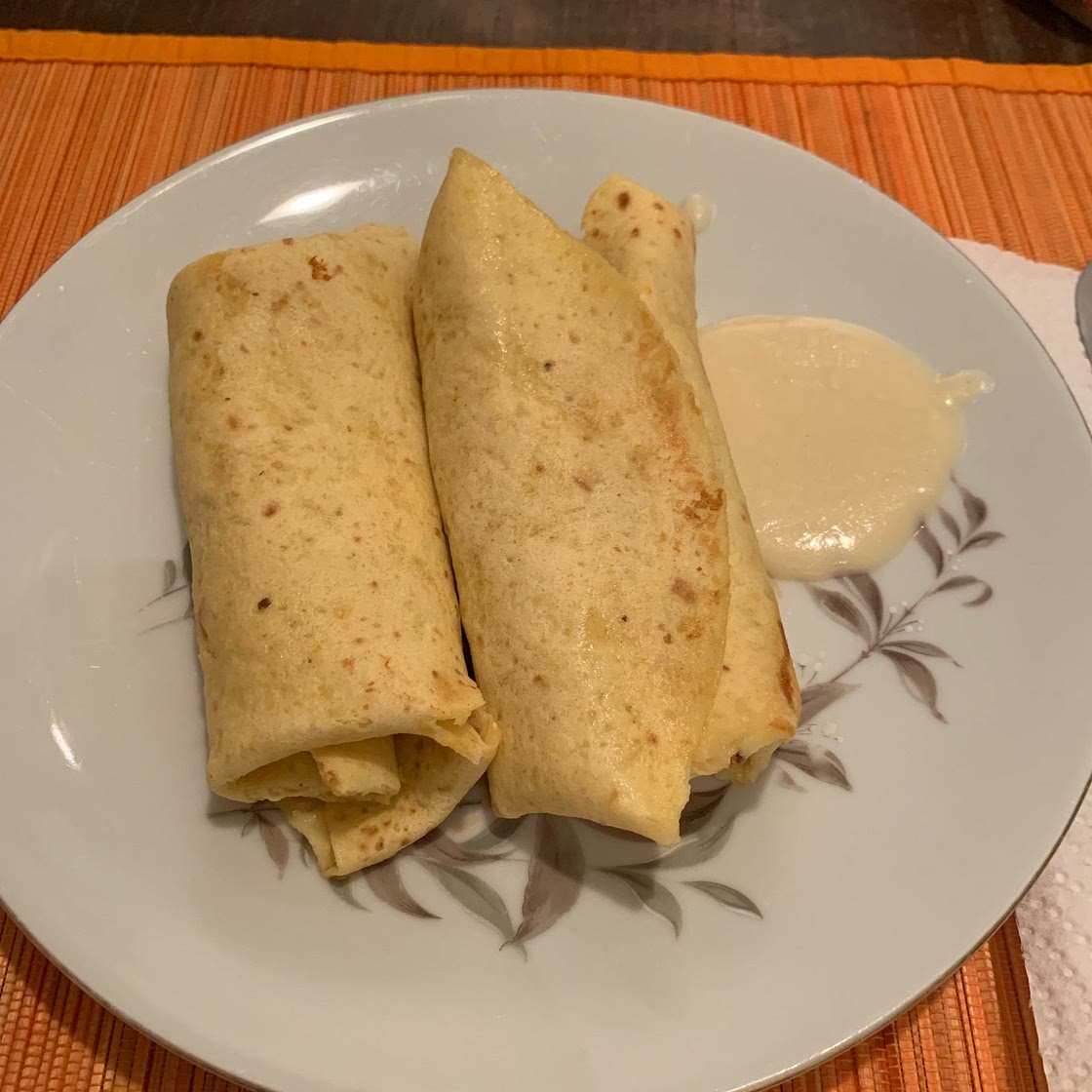Chicken Chimichangas with Sour Cream Sauce
