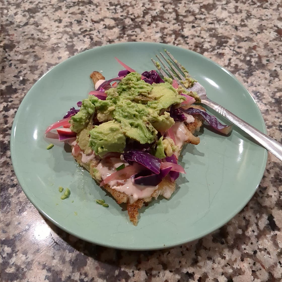 Blackened Fish Sandwich With Avocado and Cabbage Recipe