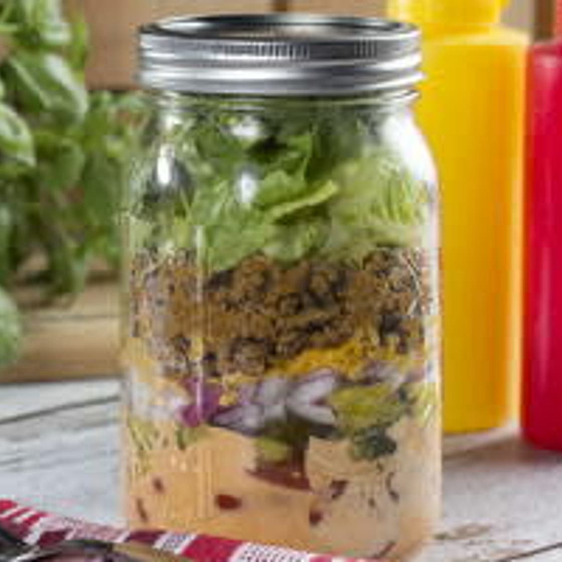 Cheeseburger Salad in a Jar